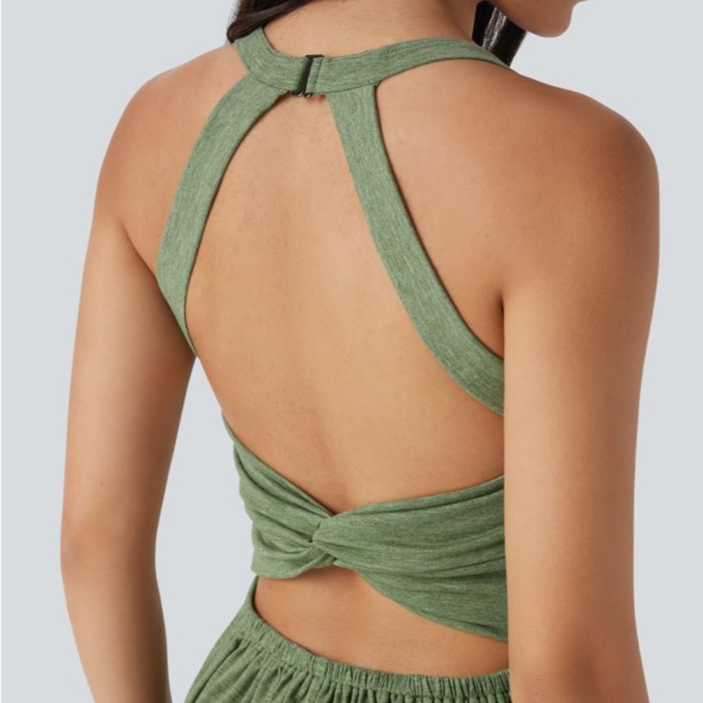 HALARA Green Backless Jumpsuit